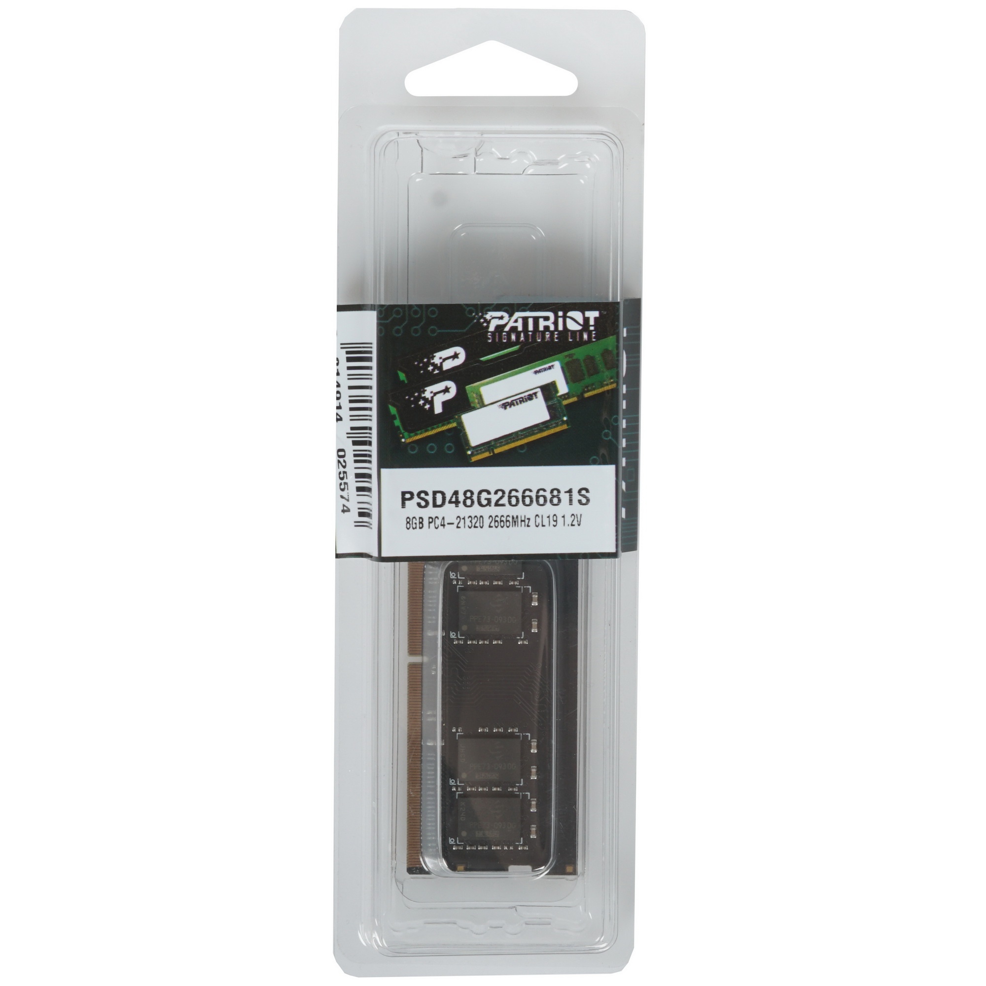 Оперативная память Patriot Signature, DDR4, 8GB (1x8 GB), 2666 MHz, CL19, SO-DIMM
