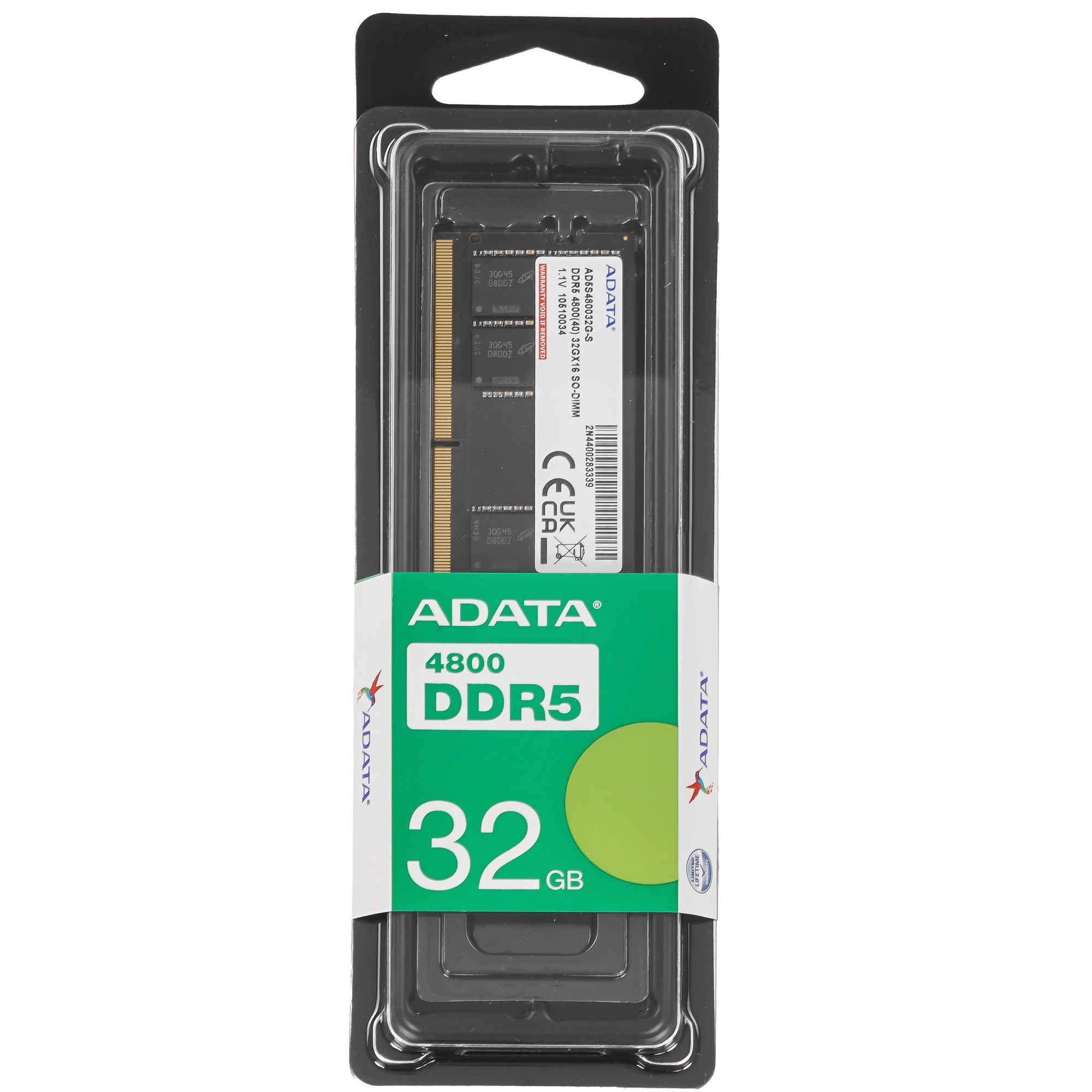 Оперативная память ADATA, DDR5, 32GB (1x32GB), 4800MHz, CL40, SO-DIMM