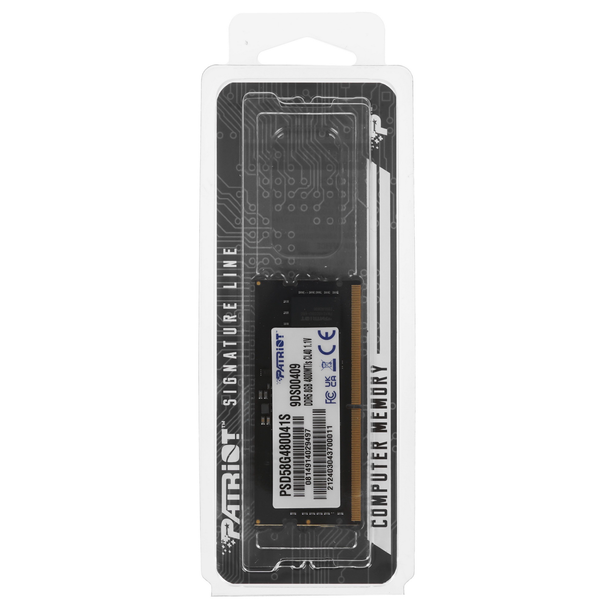Оперативная память Patriot, DDR5, 8GB (1x8 GB), 4800 MHz, CL40, SO-DIMM