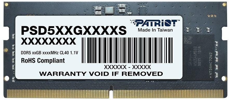 Оперативная память Patriot, DDR5, 8GB (1x8 GB), 4800 MHz, CL40, SO-DIMM