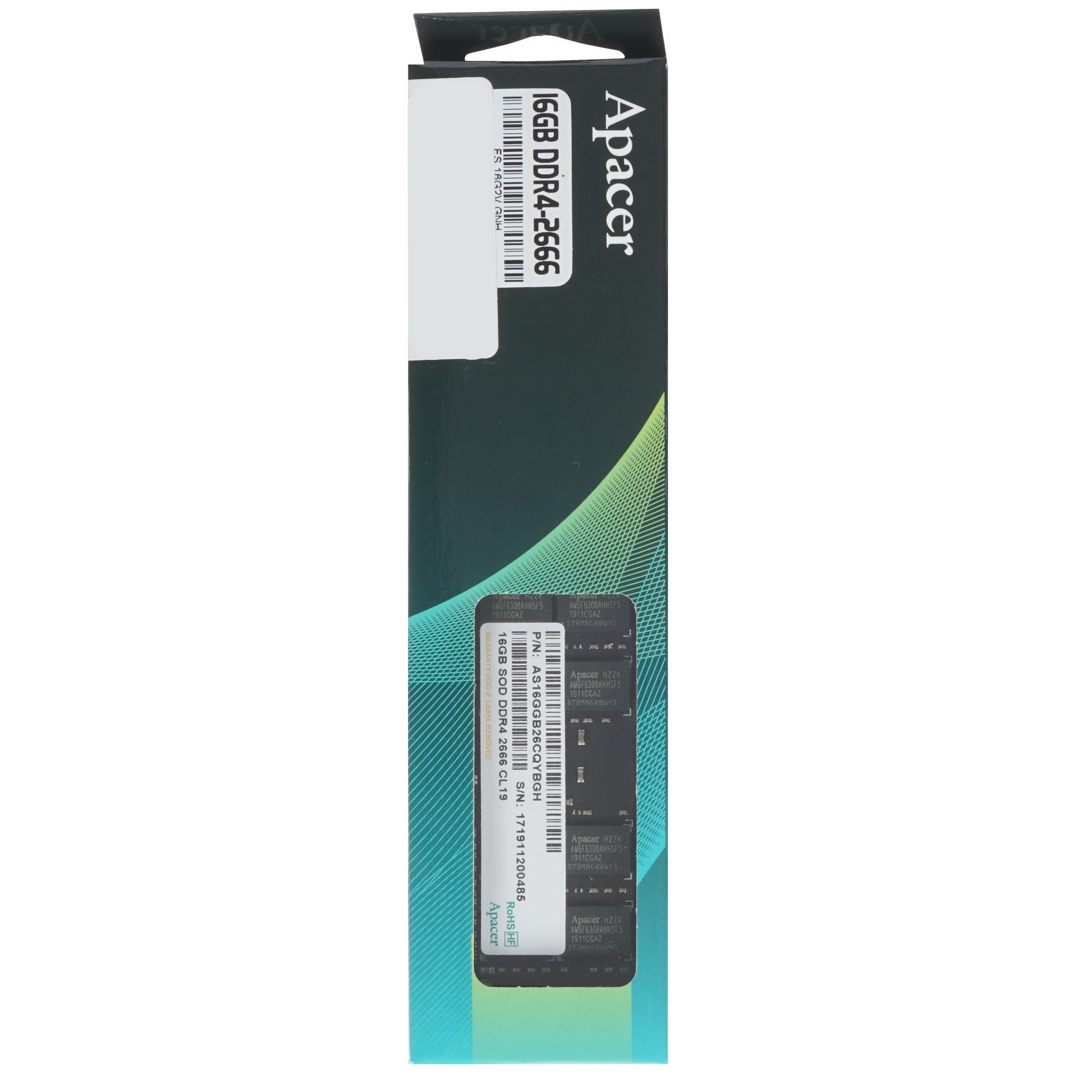 Оперативная память Apacer, DDR4, 16GB (1x16GB), 2666 MHz, CL19, SO-DIMM