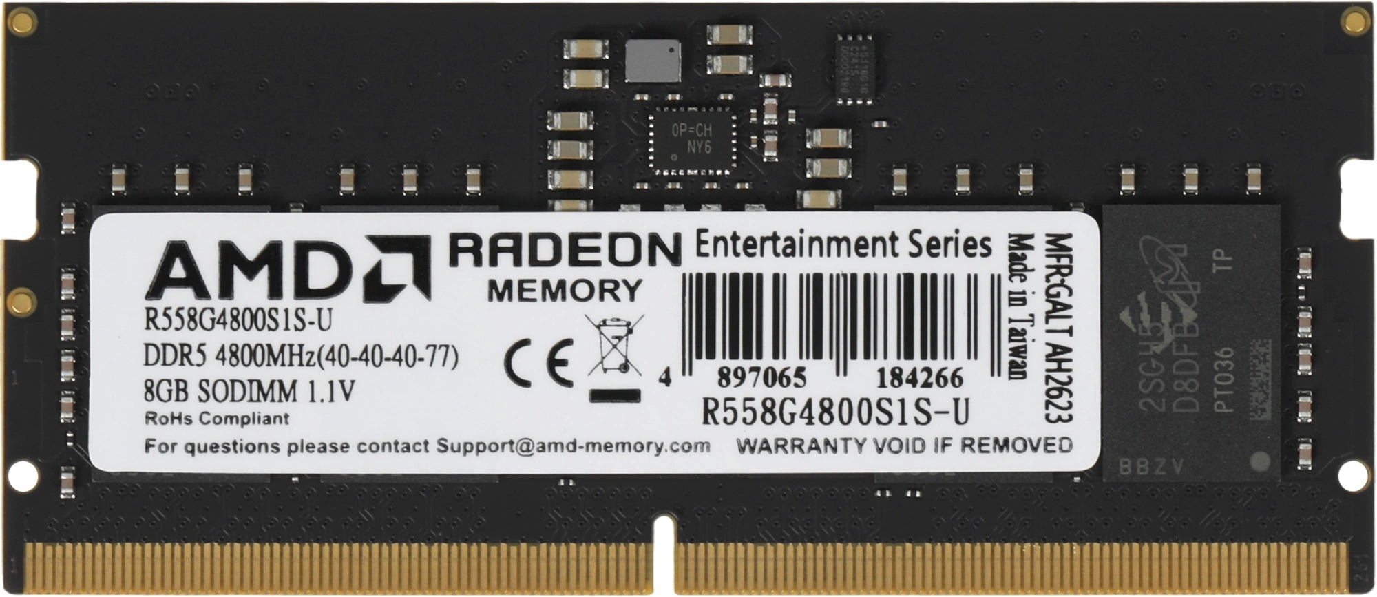 Оперативная память AMD Radeon R5, DDR5, 8GB (1x8GB), 4800MHz, CL40, SO-DIMM