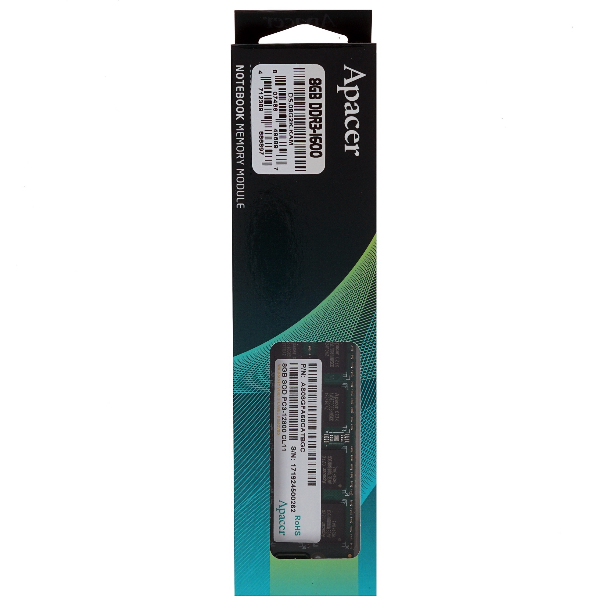 Оперативная память Apacer, DDR3, 8GB (1x8GB), 1600MHz, CL11, SO-DIMM