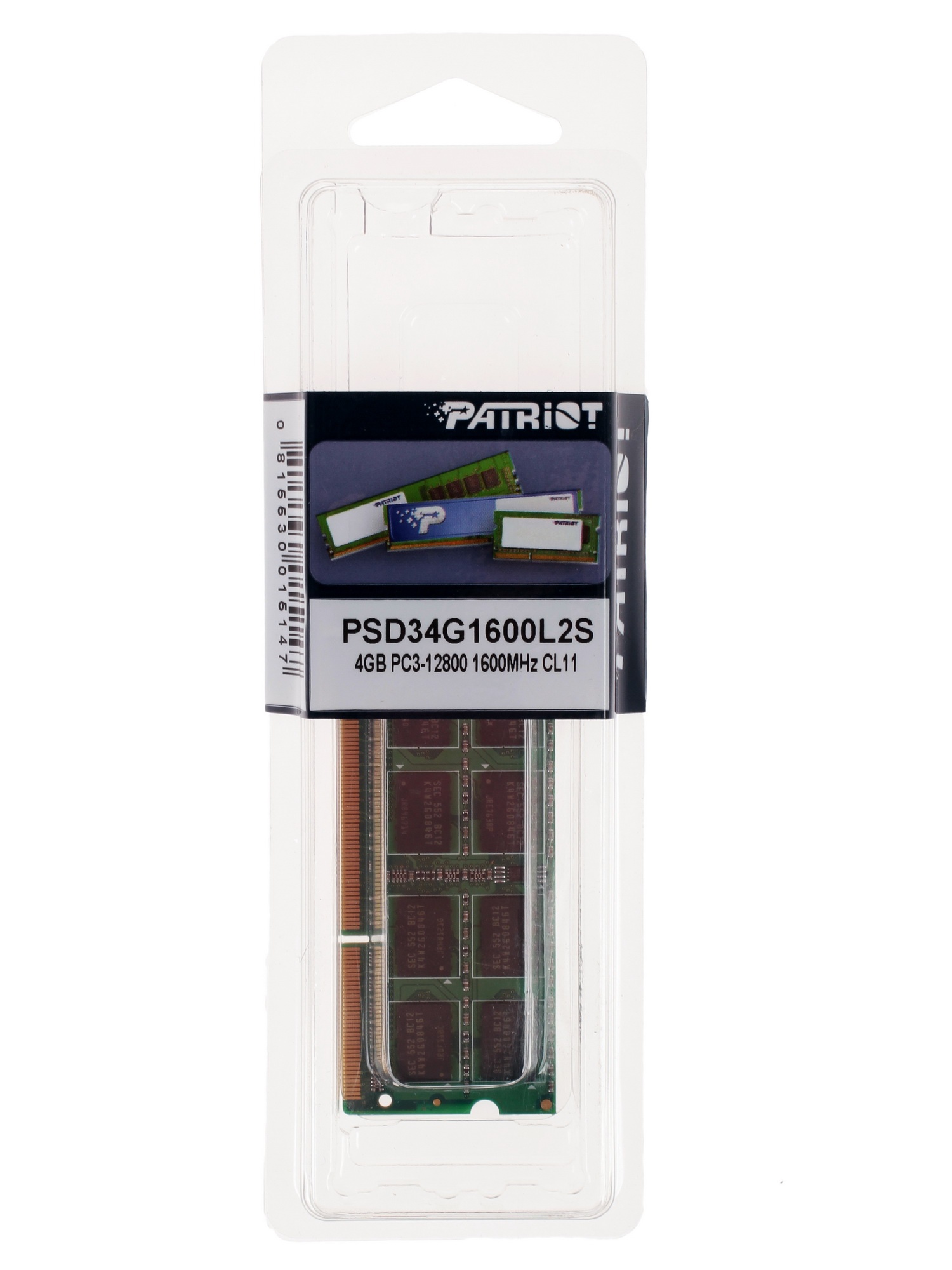 Оперативная память Patriot, DDR3L, 4GB (1x4 GB), 1600 MHz, CL11, SO-DIMM