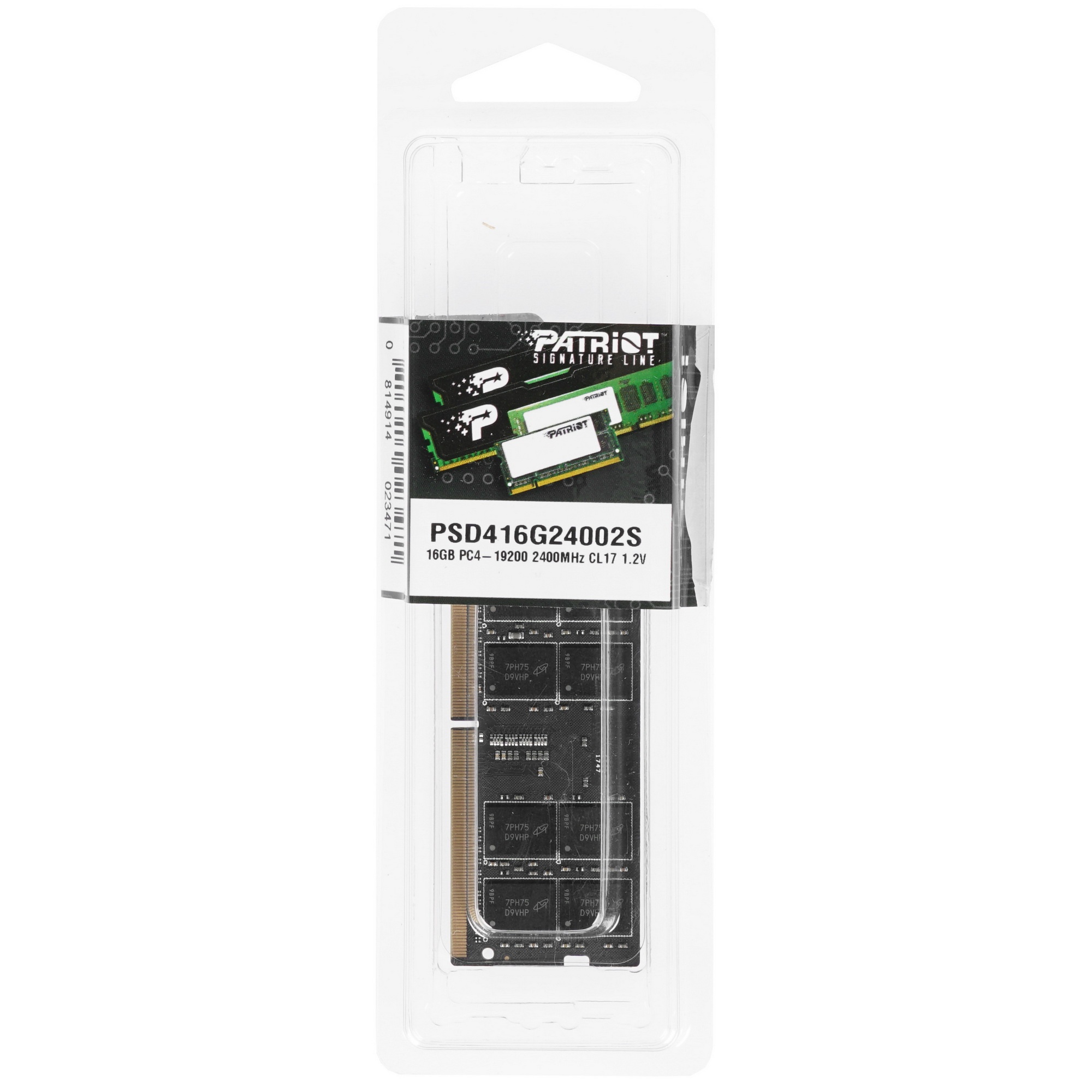 Оперативная память Patriot, DDR4, 16GB (1x16 GB), 2400 MHz, CL17, SO-DIMM