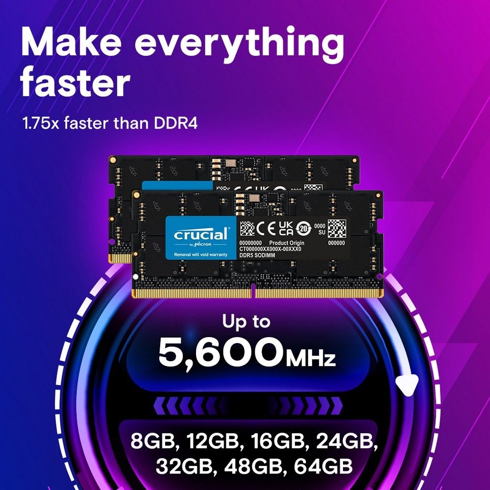 Оперативная память Crucial 8GB SO-DIMM DDR5, 4800МГц