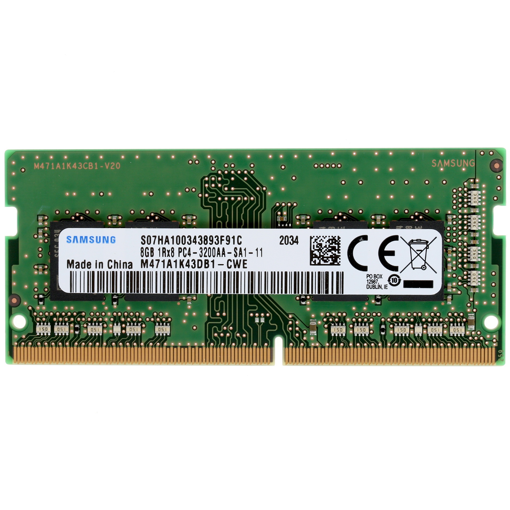 Оперативная память Samsung 8GB DDR4 3200MHz SO-DIMM (PC4-25600) 1.2V (M471A1K43DB1-CWE)