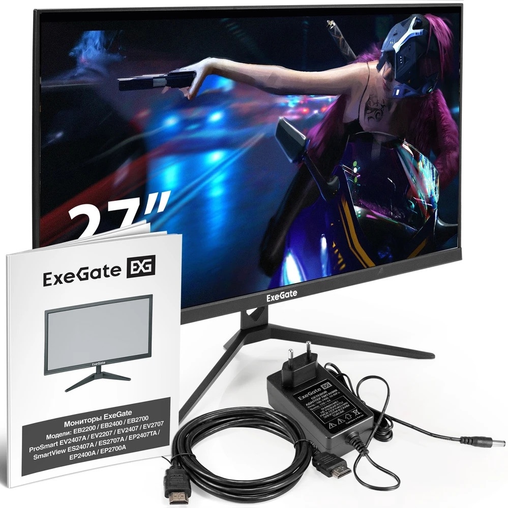 Монитор 27" ExeGate SmartView EZ2707A IPS 1920x1080, 75 Гц, 5 мс, 16:9, 250 кд/м2, 1xHDMI, 1xVGA, 1x