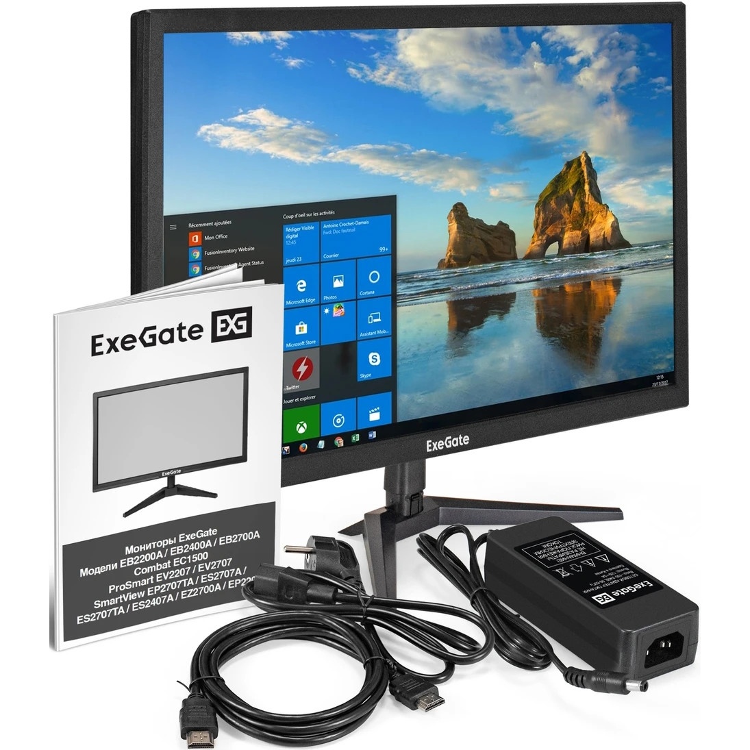 Монитор 24" ExeGate EB2400A VA 1920x1080, 75 Гц, 5 мс, 16:9, 200 кд/м², 1xHDMI, 1xVGA, черный