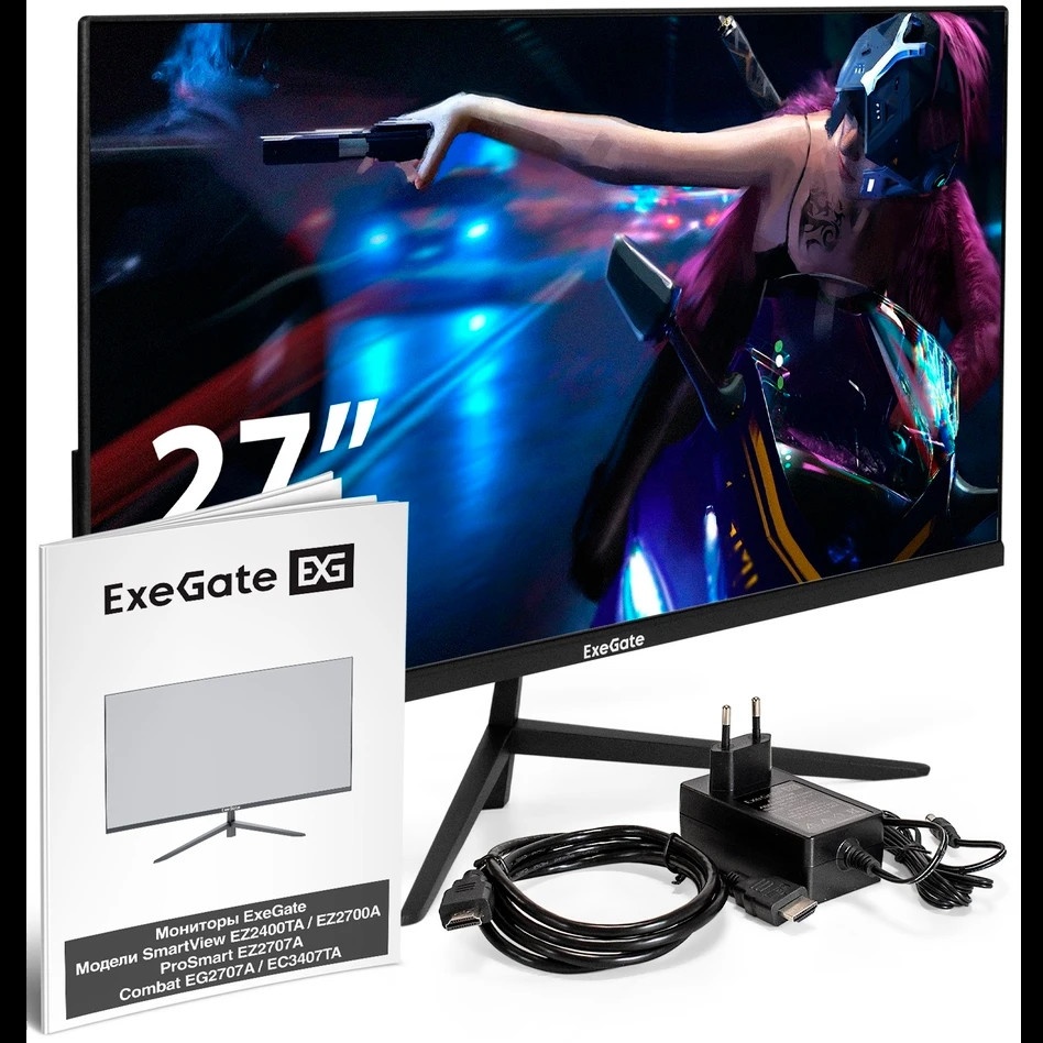 Монитор 27" ExeGate SmartView EZ2700A IPS 1920x1080, 75 Гц, 5 мс, 16:9, 250 кд/м2, 1xHDMI, 1xVGA, 1x