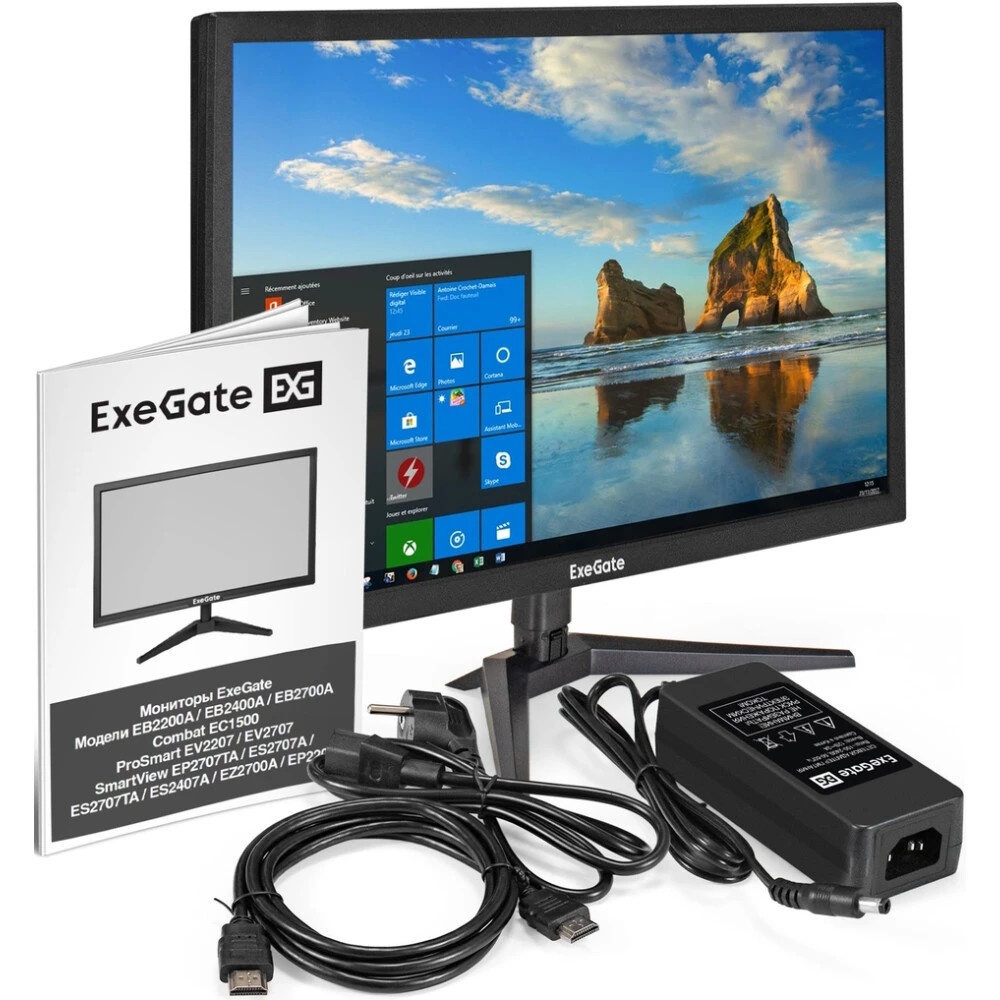 Монитор 21.5" ExeGate EB2200A VA 1920x1080, 75 Гц, 5 мс, 16:9, 200 кд/м², 1xHDMI, 1xVGA, черный