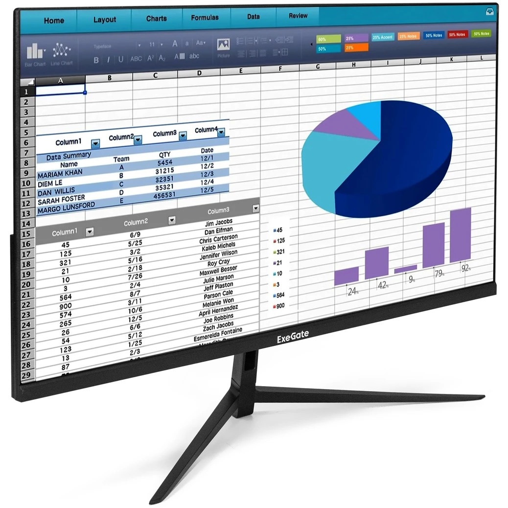 Монитор 23.8" ExeGate SuperView EH2407 черный 100 Гц (IPS LED Grade A+, FHD, 1920x1080@100Гц, 16:9,