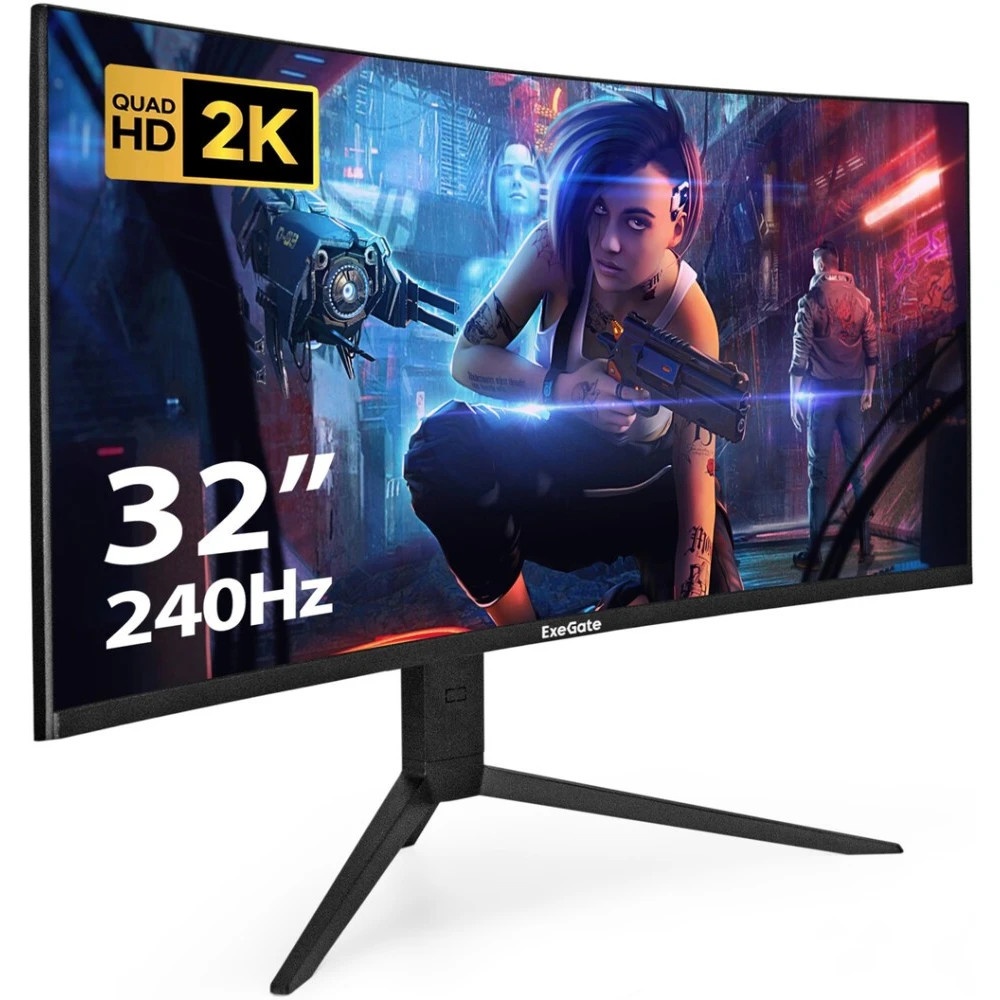Монитор 31.5" ExeGate Combat EC3207TA VA 2560x1440, 240 Гц, 1 мс, 16:9, 300 кд/м², 1xHDMI, 2xDP, 2xU