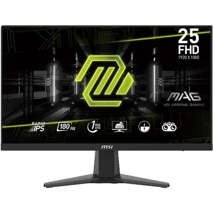 Монитор 24.5" MSI MAG 256F IPS, 1920x1080, 180 Гц, 1 мс, 250 кд/м2, 16:9, 2xHDMI, 1xDP, черный