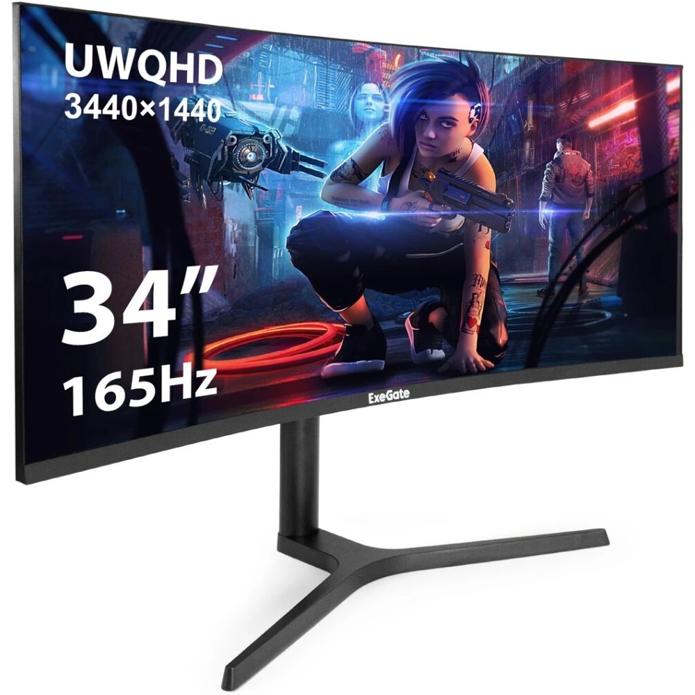 Монитор 34" ExeGate Combat EC3400TA VA Curved R1800 LED, UltraWide QHD 3440x1440, 165 Гц, 1 мс, 21:9