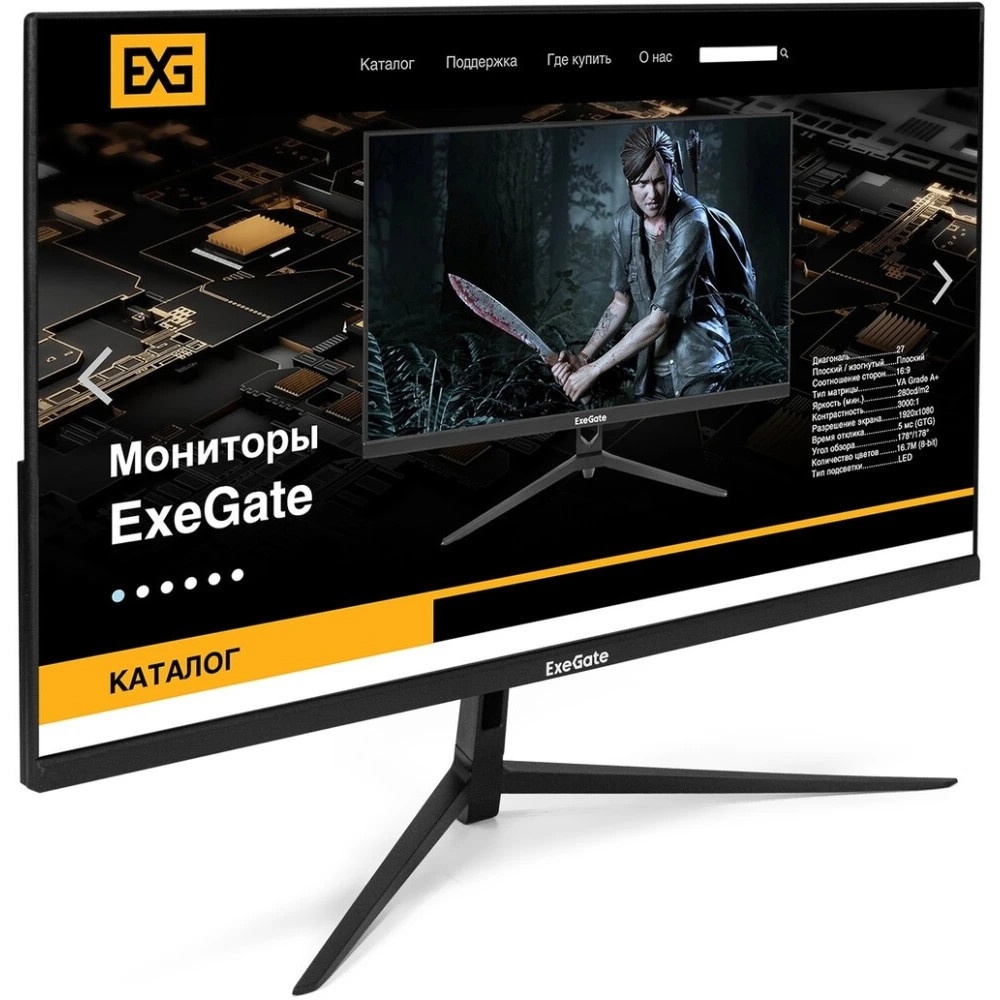 Монитор 22" ExeGate ProSmart EV2207 VA 1920x1080, 75 Гц, 5 мс, 16:9, 250 кд/м2, 1xHDMI, 1xVGA, черны