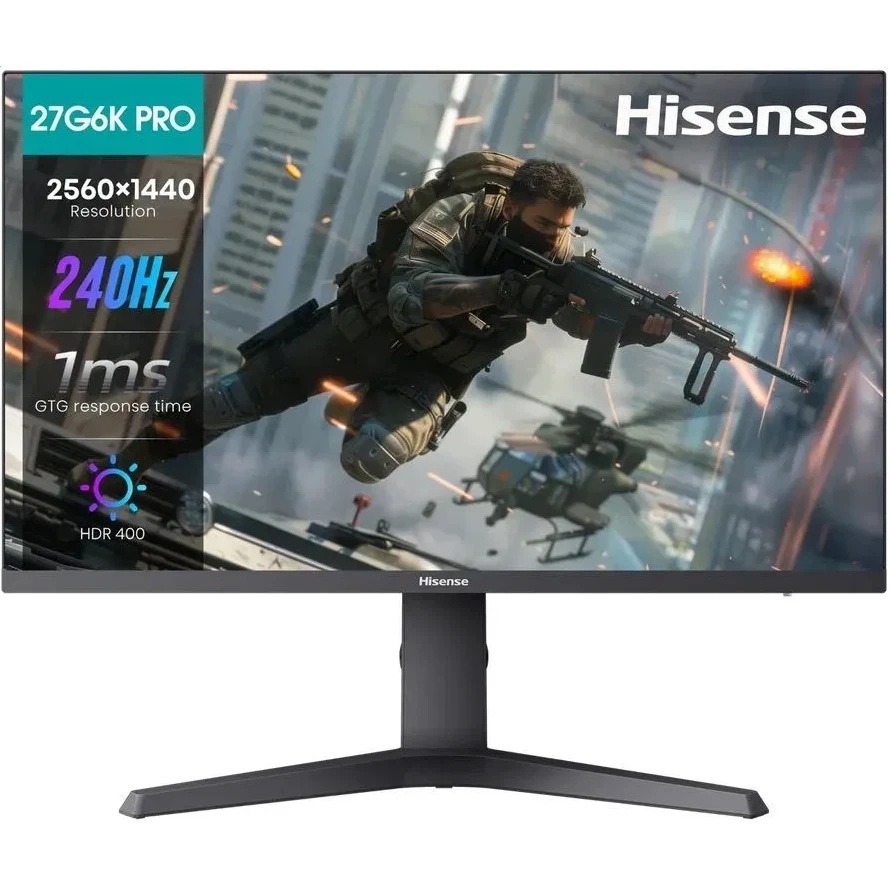 Mонитор 27" Hisense 27G6K-PRO VA 2560x1440, 240 Гц, 1 мс, 16:9, 400 кд/м2, 2хHDMI, 1хDP, черный