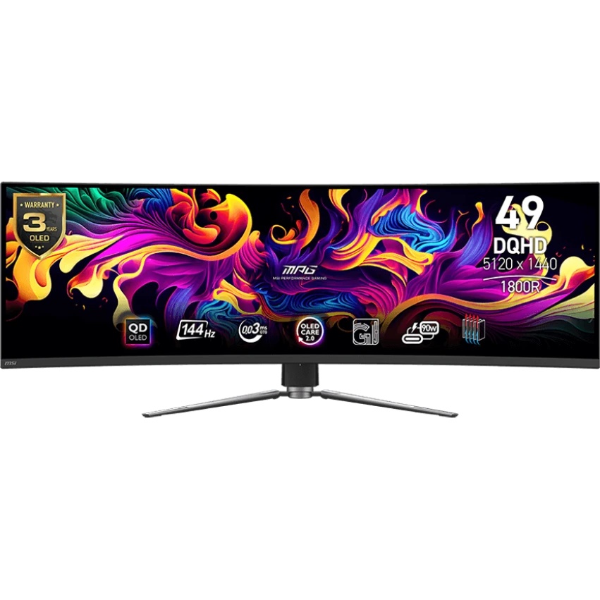 Монитор 49" MSI MPG 491CQP QD OLED 5120x1440, 144 Гц, 0.03 мс, 32:9, 250 кд/м², 2xHDMI, 1хDP, 1хUSB-