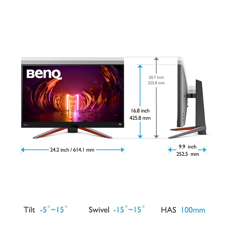 Монитор 27" BenQ Mobiuz EX2710S IPS 1920x1080, 165 Гц, 1 мс, 16:9, 400 кд/м2, 2xHDMI, 1xDP, темно-се