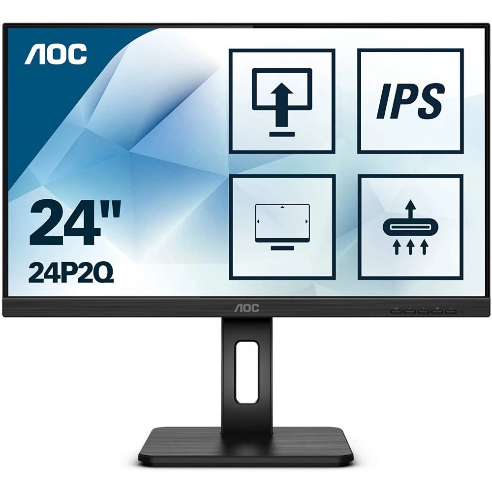 Монитор 23.8" AOC 24P2Q IPS 1920x1080, 75 Гц, 4 мс, 16:9, 250 кд/м2, 1xHDMI, 1xDP, 1x3.5 мм, черный
