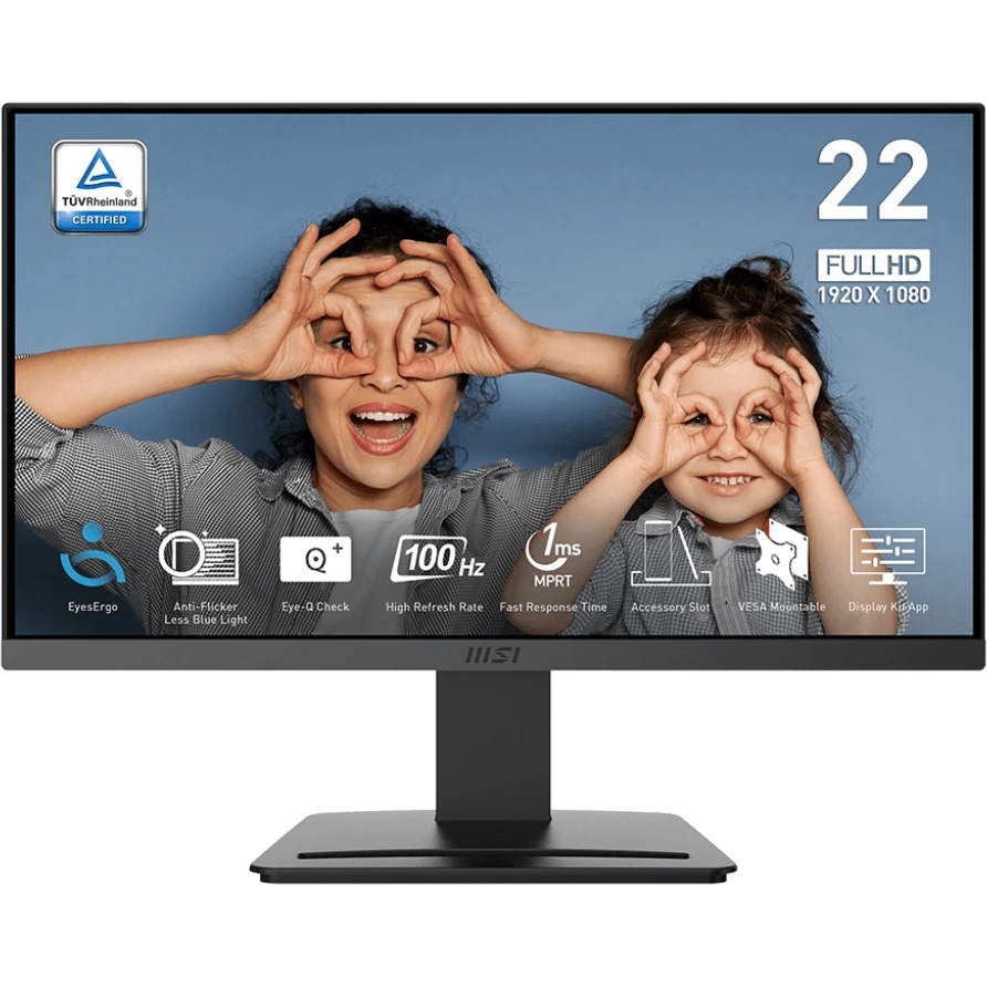 Монитор 21.5" MSI PRO MP223 E2 VA 1920x1080, 100 Гц, 4 мс, 16:9, 250 кд/м2, 1xHDMI, 1xDP, черный