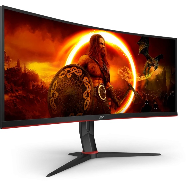 Монитор 34" AOC CU34G2XP, VA 3440x1440, 180 Гц, 1 мс, 21:9, 400 кд/м², 2xHDMI, 2xDP, 2x4 Вт, изогнут