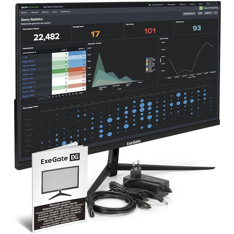Монитор с аудио выходом 27" 100 Гц ExeGate SuperView EH2707A (IPS LED Grade A+, FHD, 1920x1080@100Гц