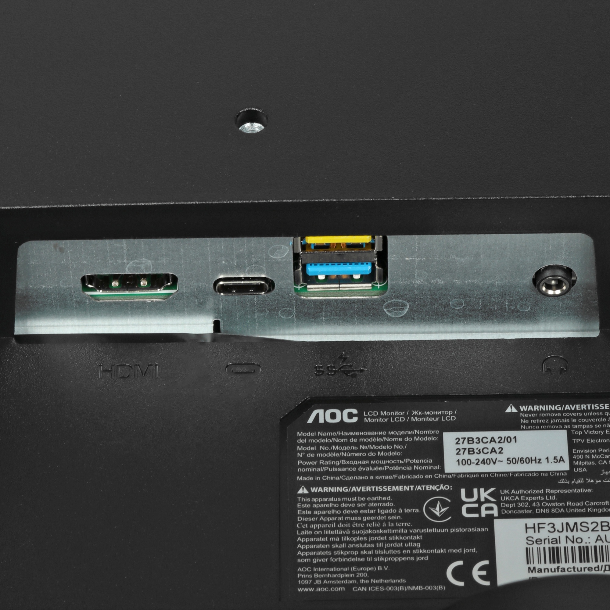 Монитор 27" AOC Basic-Line 27B3CA2 IPS 1920x1080, 100 Гц, 1 мс, 16:9, 250 кд/м2, 1xHDMI, 1xDP, 1xUSB