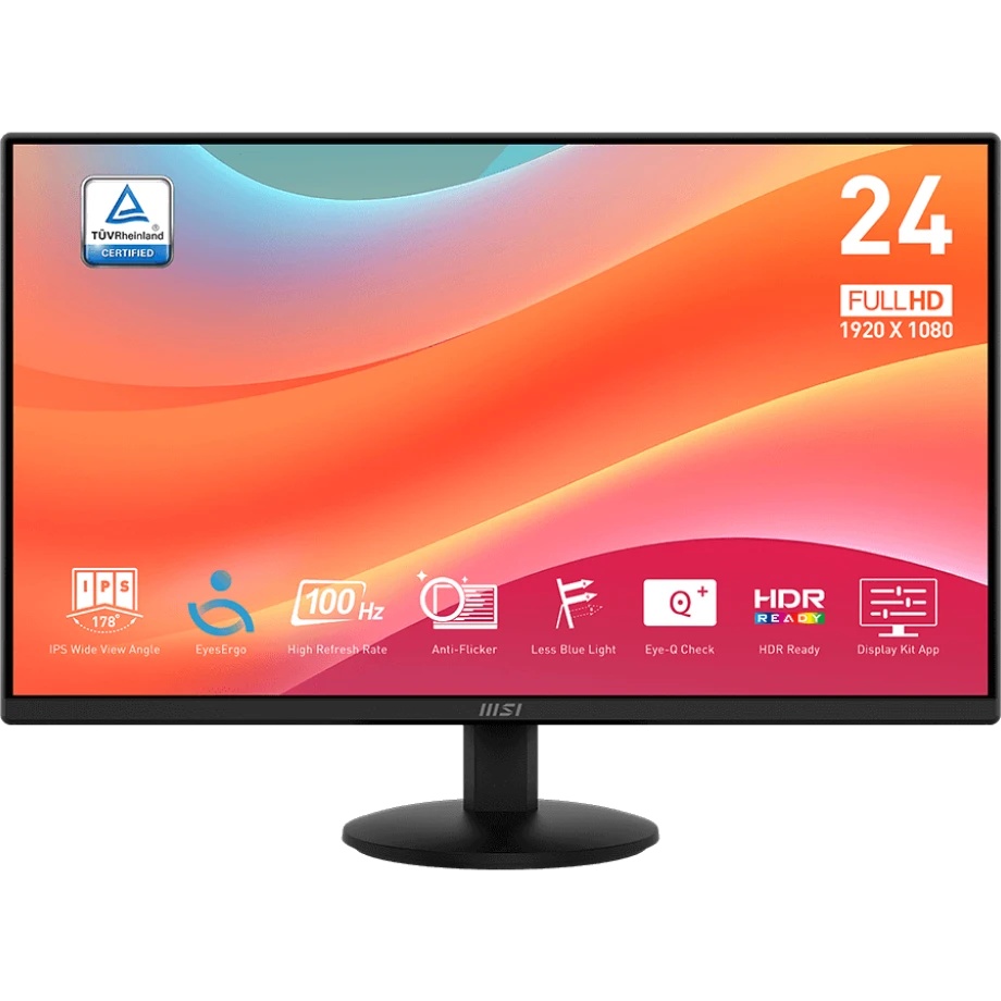 Монитор MSI 23,8" PRO MP242L, 16:9, IPS, FHD, 4ms, 250cd, 100Hz, HDMI, DP