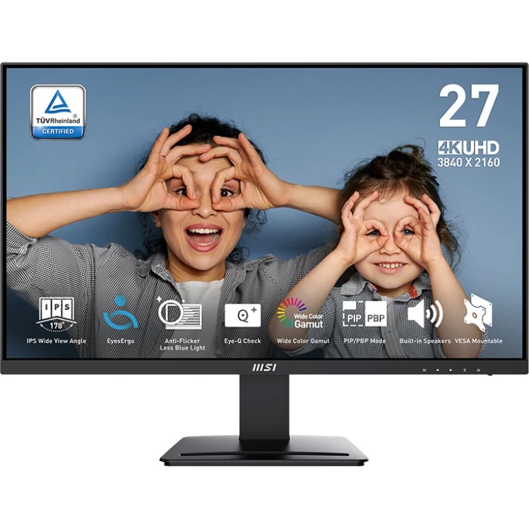 Монитор 27" MSI PRO MP273U IPS 3840x2160, 60 Гц, 4 мс, 16:9, 300 кд/м2, 2xHDMI, 1xDP, 1x3.5 мм, черн