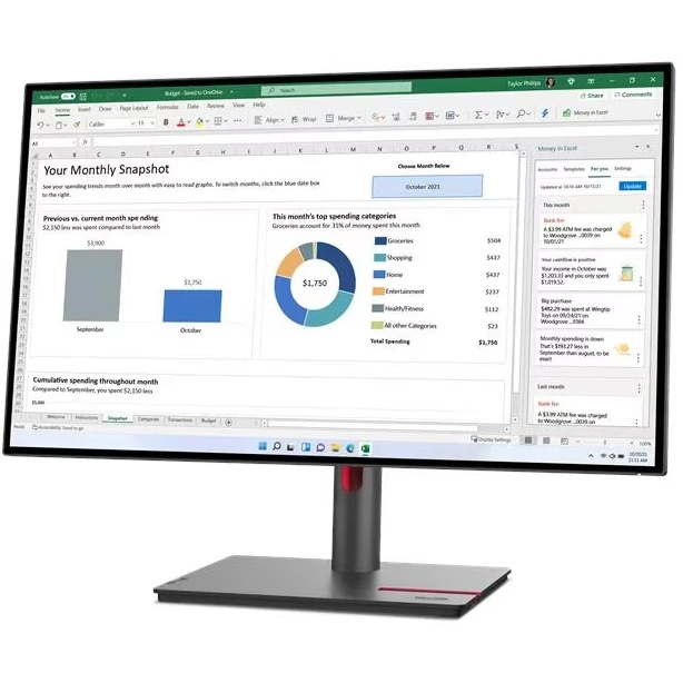 Монитор Lenovo 27" ThinkVision P27h-30 черный IPS LED 6ms 16:9 DVI HDMI матовая HAS Piv 1000:1 350cd