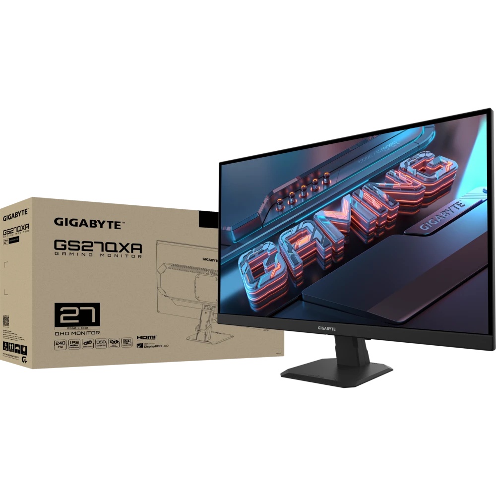 Монитор 27" Gigabyte GS27QXA IPS 2560x1440, 240 Гц, 1 мс, 16:9, 350 кд/м², 2xHDMI, 1xDP, 1x3.5 мм, ч