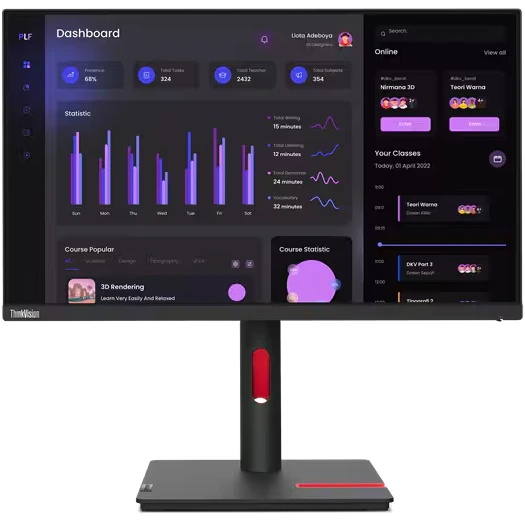Монитор Lenovo 23.8" ThinkVision T24i-30 черный IPS LED 4ms 16:9 HDMI матовая HAS Piv 250cd 178гр/17