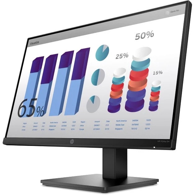Монитор 23.8" HP P24q G4 IPS 2560x1440, 60 Гц, 5 мс, 16:9, 250 кд/м2, 1xHDMI, 1xVGA, черный.