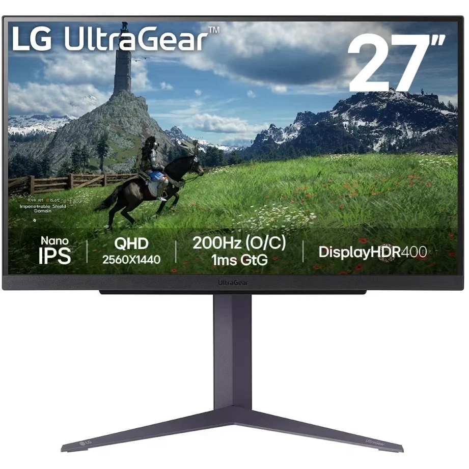 Монитор 27" LG UltraGear 27GS85Q-B IPS 2560x1440, 200 Гц, 1 мс, 16:9, 400 кд/м2, 2xHDMI, 1хDP, 1x3.5