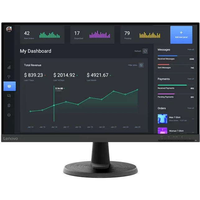 Монитор 23.8" Lenovo ThinkVision C24-40 VA 1920x1080, 75 Гц, 4 мс, 16:9, 250 кд/м2, 1xHDMI, 1xVGA, 1