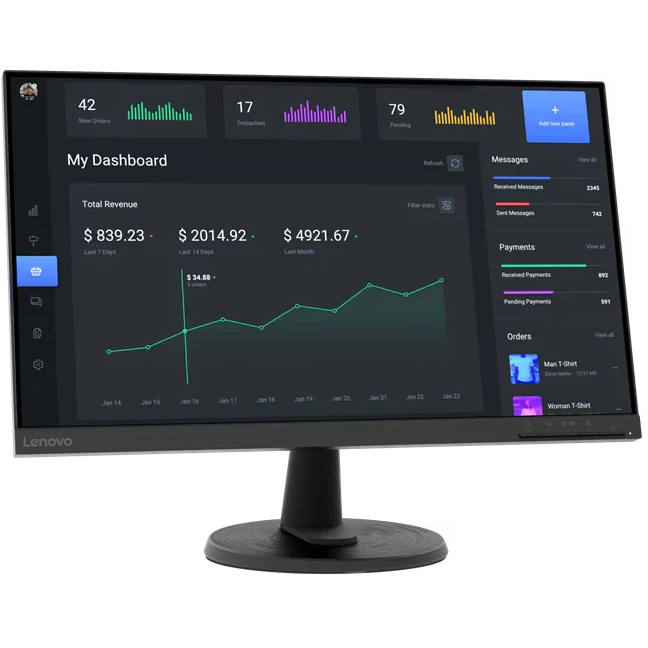 Монитор 23.8" Lenovo ThinkVision C24-40 VA 1920x1080, 75 Гц, 4 мс, 16:9, 250 кд/м2, 1xHDMI, 1xVGA, 1