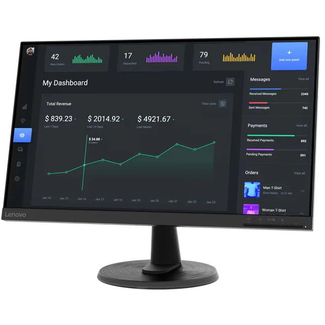 Монитор 23.8" Lenovo ThinkVision C24-40 VA 1920x1080, 75 Гц, 4 мс, 16:9, 250 кд/м2, 1xHDMI, 1xVGA, 1