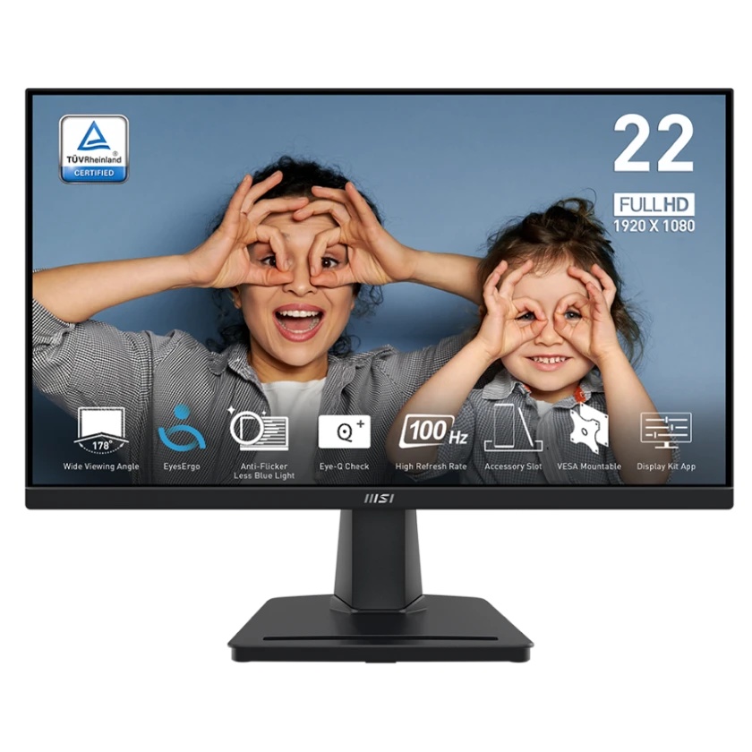 Монитор 21.45" MSI PRO MP225V Black (VA, 1920x1080, D-Sub+HDMI, 4 ms, 178°/178°, 300 cd/m, 4000:1 (1