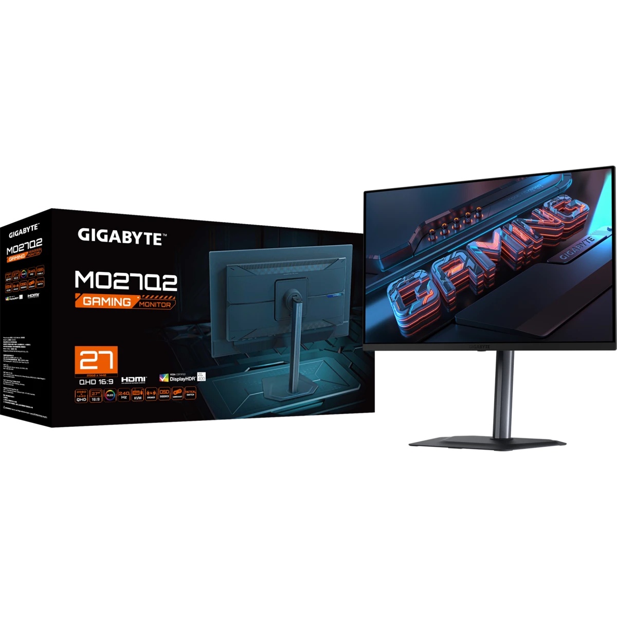 Монитор 27" Gigabyte MO27Q2 Black (OLED, 2560 x 1440, 240Hz, 0,03ms, 350cd/m, 1000:1, 2xHDMI-2.1, DP