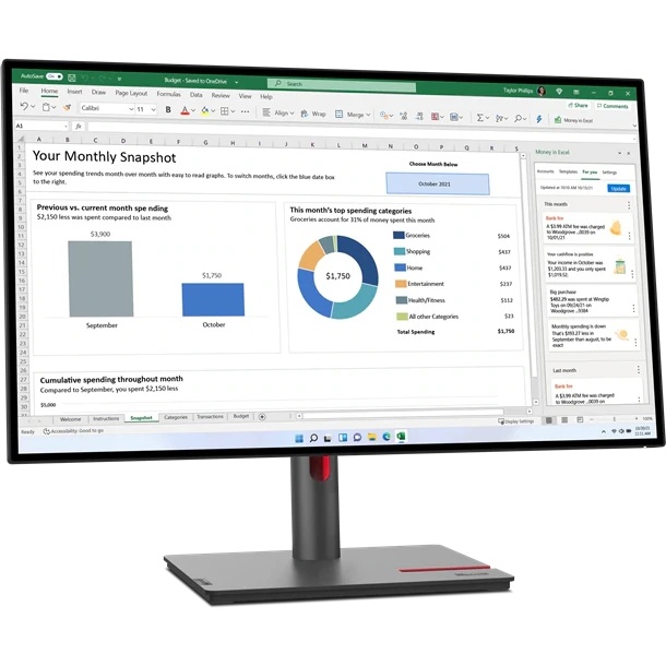 Монитор 27" Lenovo ThinkVision P27q-30 IPS 2560x1440, 75 Гц, 6 мс, 16:9, 350 кд/м², 1xHDMI, 1xDP, 4x
