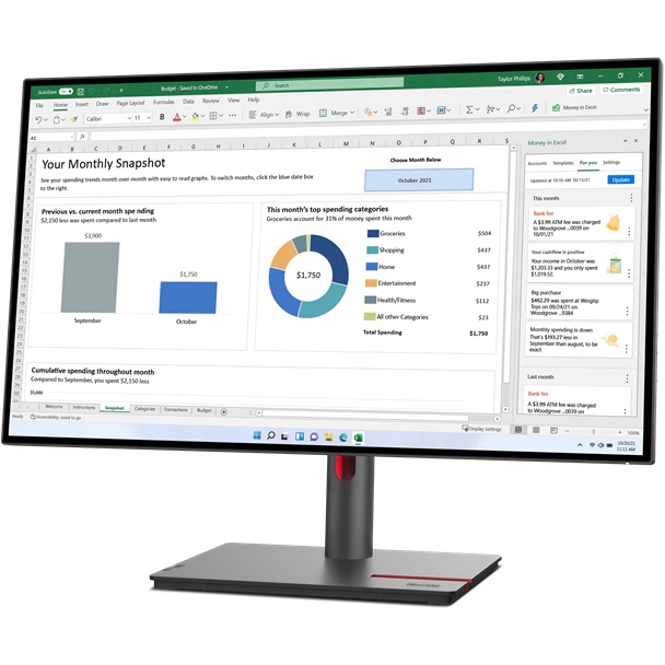 Монитор 27" Lenovo ThinkVision P27q-30 IPS 2560x1440, 75 Гц, 6 мс, 16:9, 350 кд/м², 1xHDMI, 1xDP, 4x
