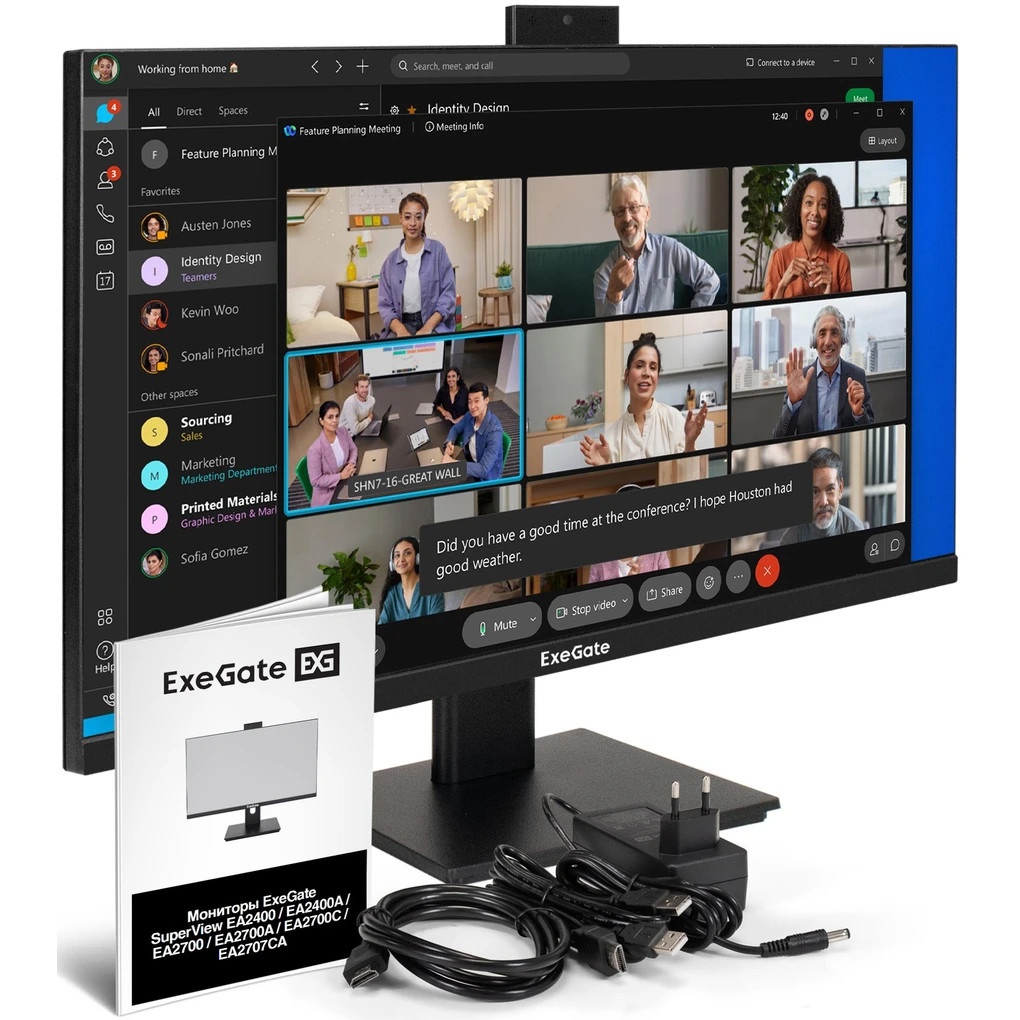 Монитор со встроенной веб-камерой 27" ExeGate SuperView EA2700 (IPS LED Grade A+, FHD, 1920x1080@75Г