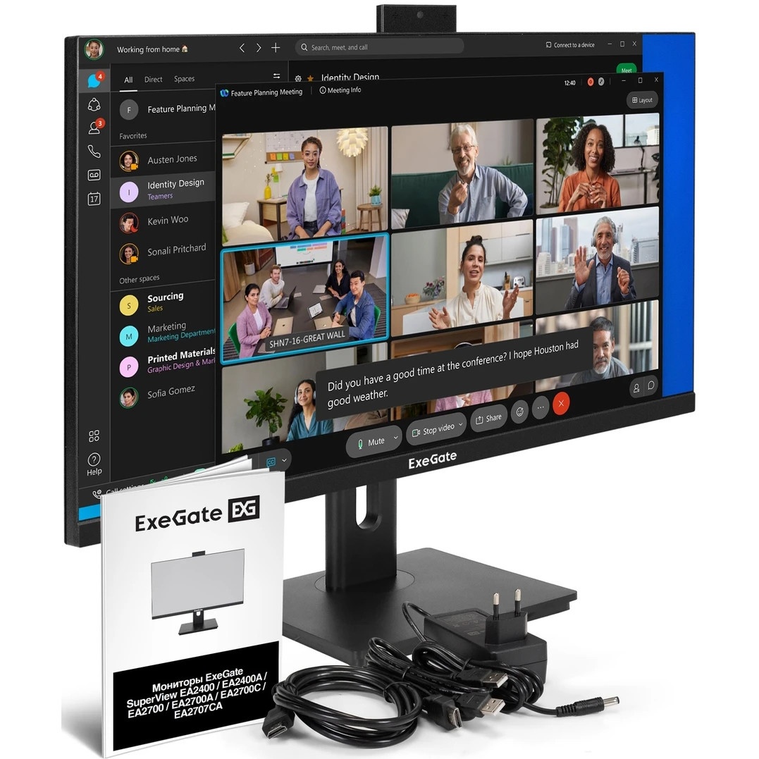 Монитор со встроенной веб-камерой и аудио 27" WQHD ExeGate SuperView EA2707CA (IPS LED Grade A+, 256