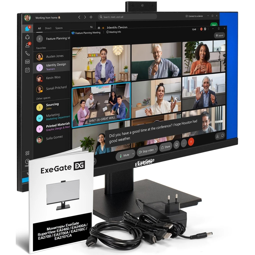 Монитор со встроенной веб-камерой 23.8" ExeGate SuperView EA2400 (IPS LED Grade A+, FHD, 1920x1080@7