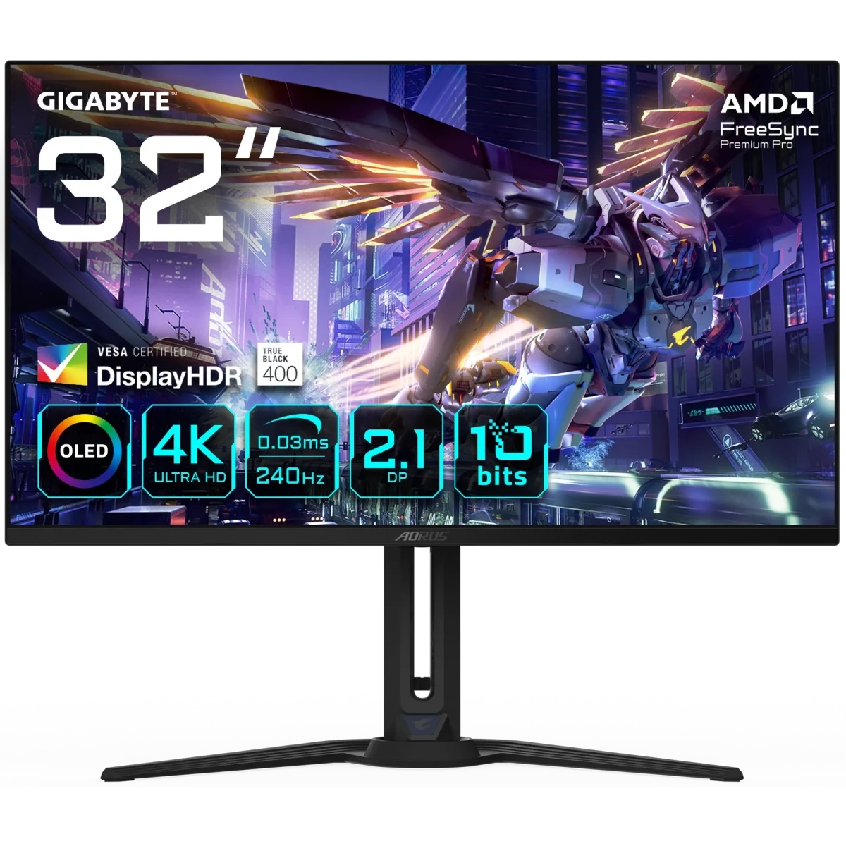 Монитор Gigabyte 31.5" Aorus FO32U2P черный QD OLED LED 16:9 HDMI M/M матовая HAS Piv 250cd 178гр/17
