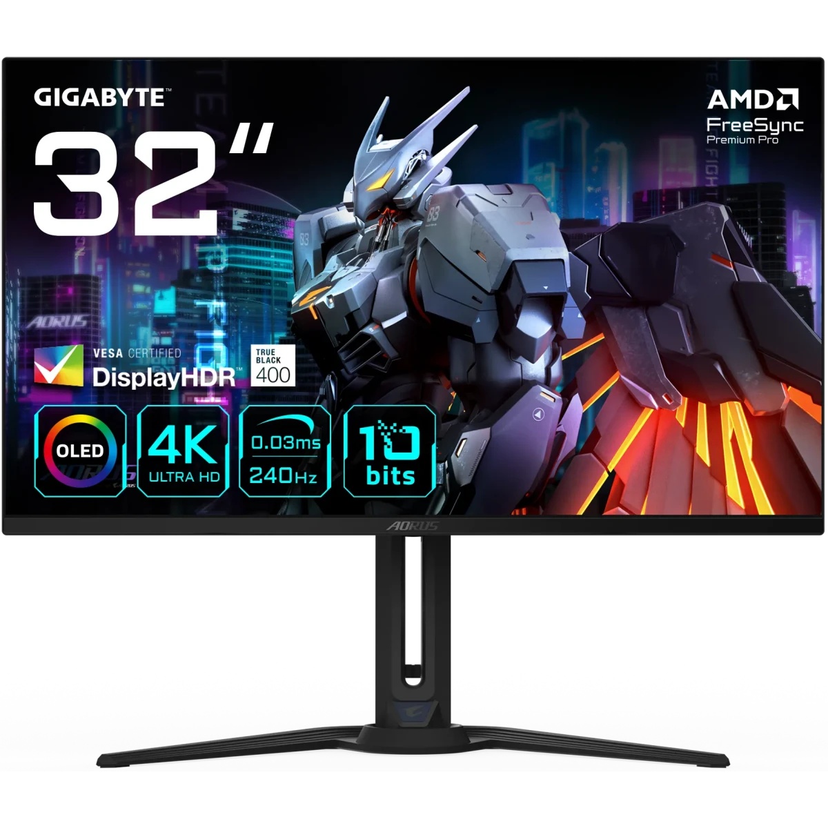 Монитор 31.5" Gigabyte Aorus FO32U2 QD OLED 3840x2160, 240 Гц, 0.03 мс, 16:9, 250 кд/м², 2xHDMI, 1xD