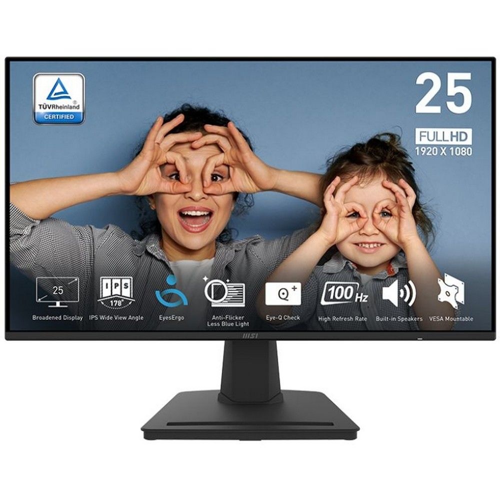 Монитор 24.5" MSI Pro MP252 IPS 1920x1080, 100 Гц, 1 мс, 16:9, 300 кд/м², HDMI, DP, 3.5 Jack, динами