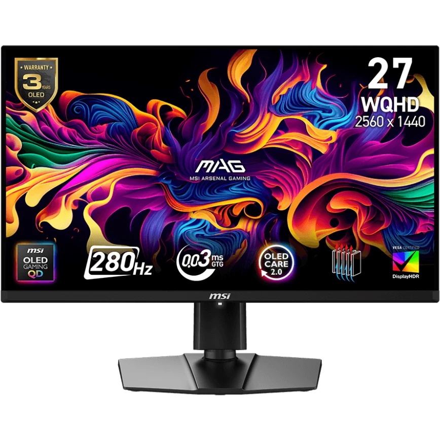 Монитор 26.5" MSI MAG 271QP QD-OLED X28 QD-OLED 2560x1440, 280 Гц, 0.03 мс, 16:9, 1000 кд/м², HDMI 2