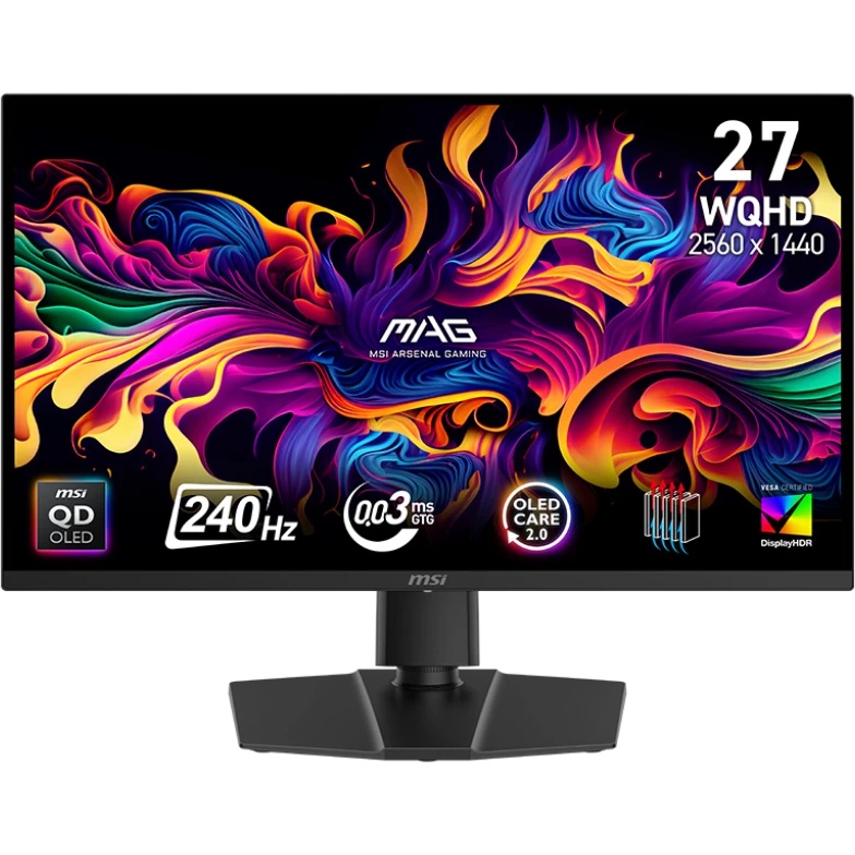 Монитор 26.5" MSI MAG 271QP QD-OLED 2650x1440, 240 Гц, 0.03 мс, 16:9, 240 кд/м², HDMI 2.1, DP 1.4a,